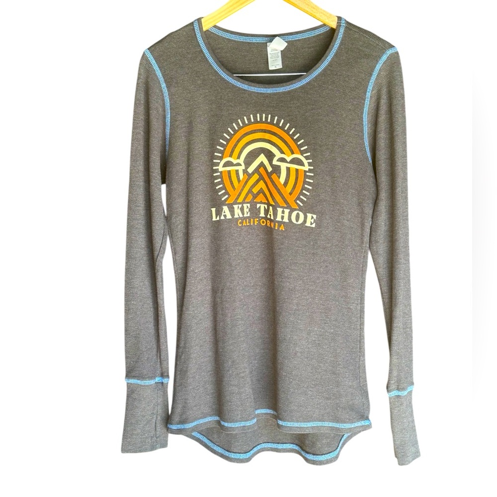 LAKE TAHOE CREW HEATHER BLACK XL Henley thermal top